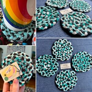 Set of Four Braided Handmade Coasters